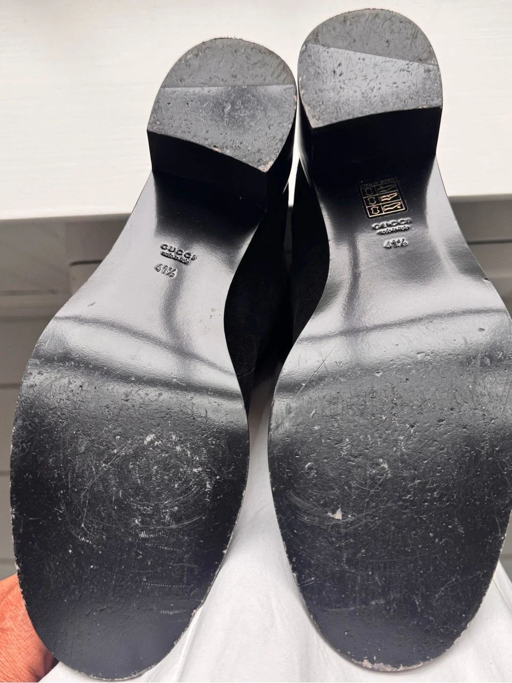 Gucci Black Suede Over-the-Knee Boots with Signature Logo